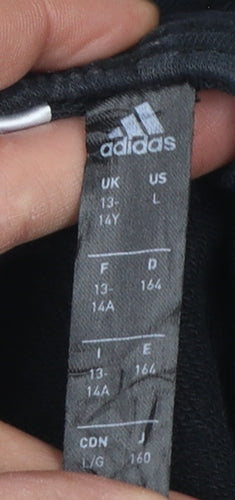 adidas Boys Black Jogger Trousers 13-14 Years Elastic Waist Fleece Pants