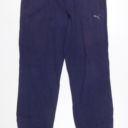 Puma Men Blue Medium Sweatpants Logo Tapered Cotton Blend