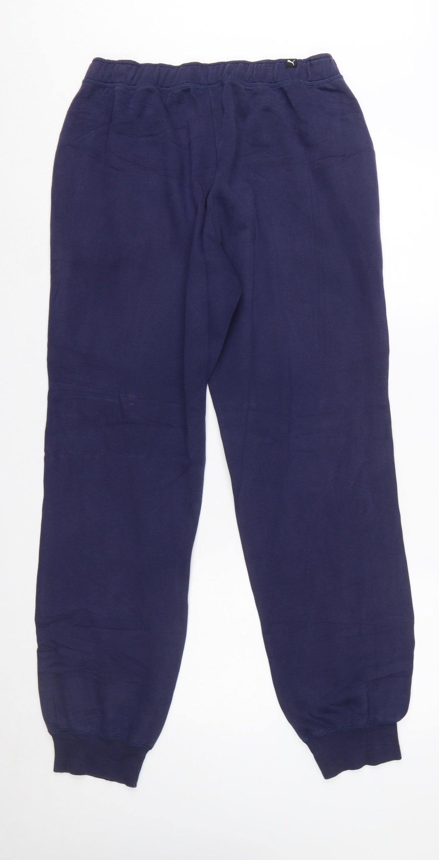 Puma Men Blue Medium Sweatpants Logo Tapered Cotton Blend