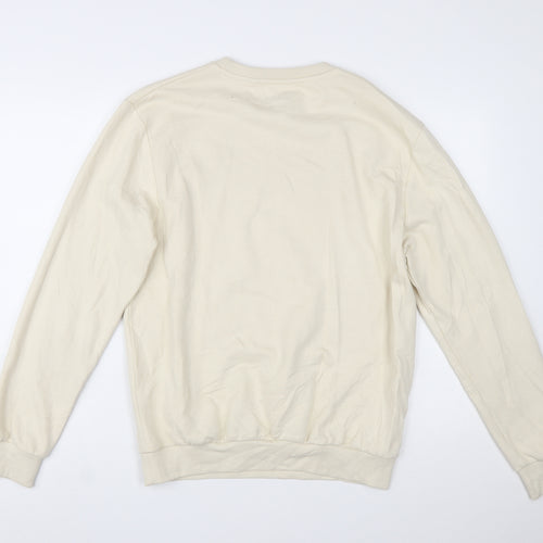 Disney Women Beige Mickey Mouse West Coast Cotton Sweatshirt Size 12 L
