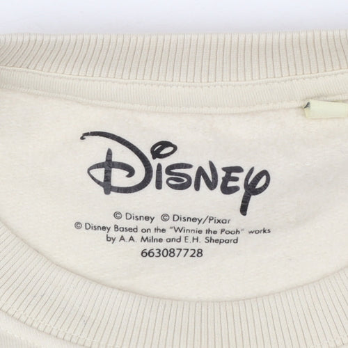 Disney Women Beige Mickey Mouse West Coast Cotton Sweatshirt Size 12 L