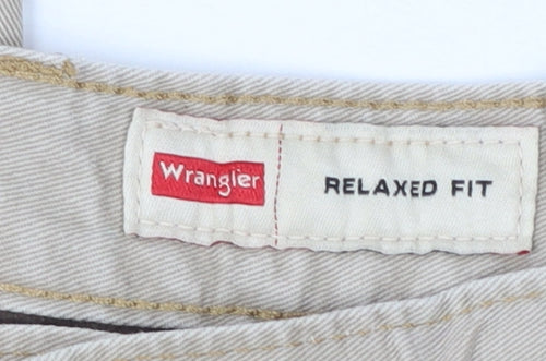 Wrangler Men's Beige Cargo Trousers 36x30 Relaxed Fit Cotton