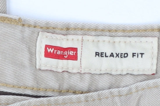 Wrangler Men's Beige Cargo Trousers 36x30 Relaxed Fit Cotton