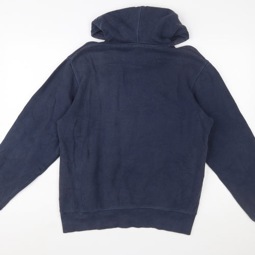 Reebok Men Blue Pullover Hoodie S Regular Fit Fleece Logo Sportswear