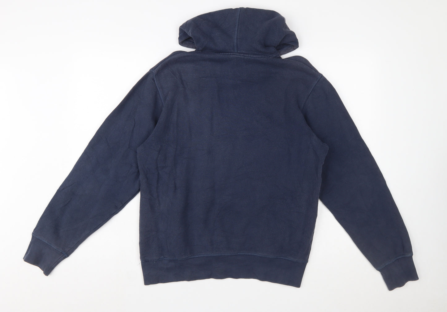 Reebok Men Blue Pullover Hoodie S Regular Fit Fleece Logo Sportswear