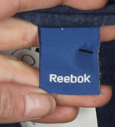 Reebok Men Blue Pullover Hoodie S Regular Fit Fleece Logo Sportswear