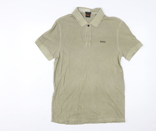 BOSS Men’s Beige Slim Fit Cotton Polo Shirt M