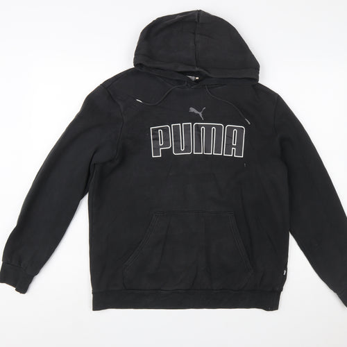 Puma Men's Black Pullover Hoodie Size M Logo Fleece Sweatshirt