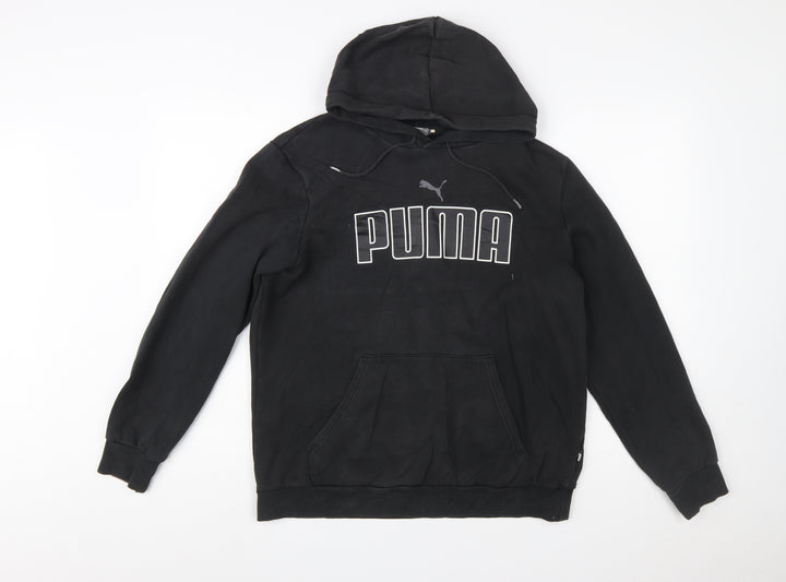 Puma Men's Black Pullover Hoodie Size M Logo Fleece Sweatshirt