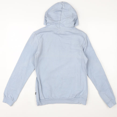Puma Girls Blue Pullover Hoodie 13-14 Years Logo Print Cotton Blend