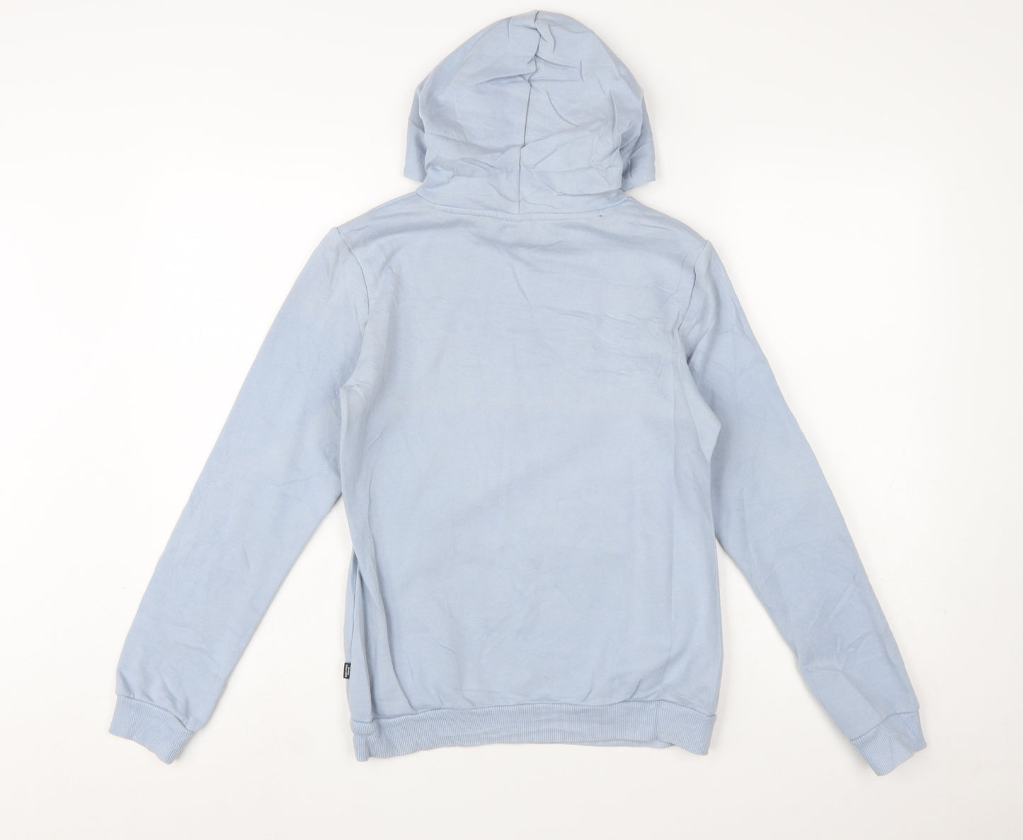 Puma Girls Blue Pullover Hoodie 13-14 Years Logo Print Cotton Blend