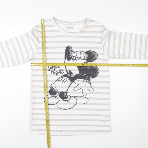 Disney Women’s White Striped Mickey Mouse Pullover Sweatshirt XS