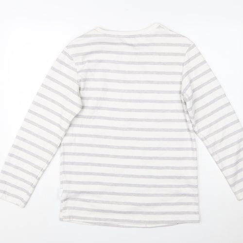 Disney Women’s White Striped Mickey Mouse Pullover Sweatshirt XS