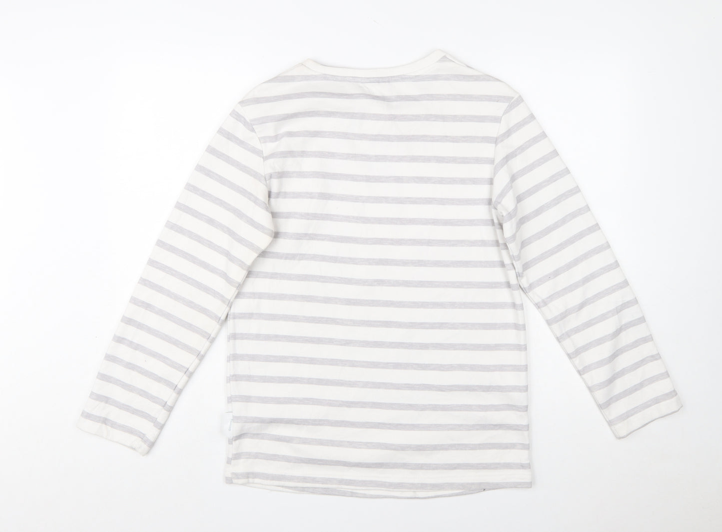 Disney Women’s White Striped Mickey Mouse Pullover Sweatshirt XS