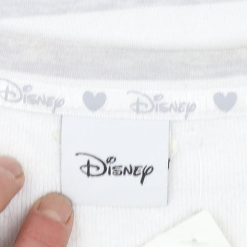 Disney Women’s White Striped Mickey Mouse Pullover Sweatshirt XS