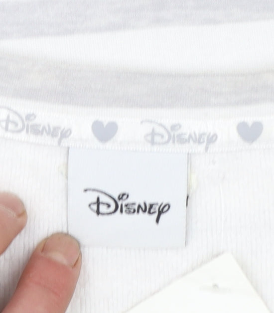 Disney Women’s White Striped Mickey Mouse Pullover Sweatshirt XS