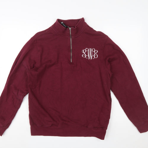 Charles River Apparel Womens Burgundy 1/4 Zip Sweatshirt Size S Cotton Blend