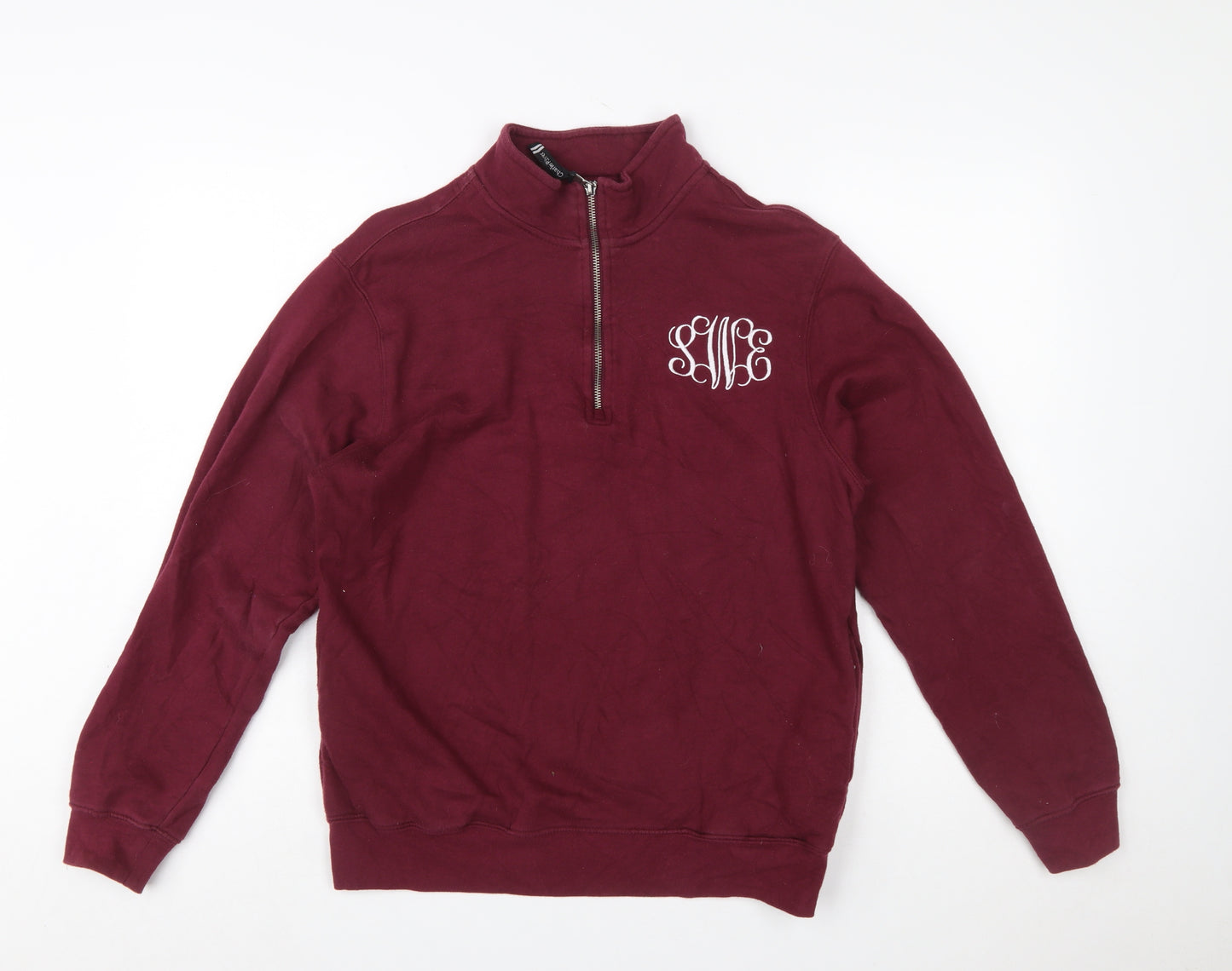 Charles River Apparel Womens Burgundy 1/4 Zip Sweatshirt Size S Cotton Blend