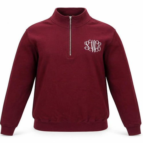 Charles River Apparel Womens Burgundy 1/4 Zip Sweatshirt Size S Cotton Blend