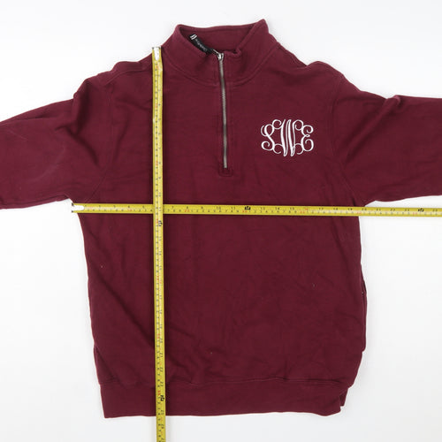 Charles River Apparel Womens Burgundy 1/4 Zip Sweatshirt Size S Cotton Blend