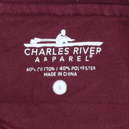 Charles River Apparel Womens Burgundy 1/4 Zip Sweatshirt Size S Cotton Blend
