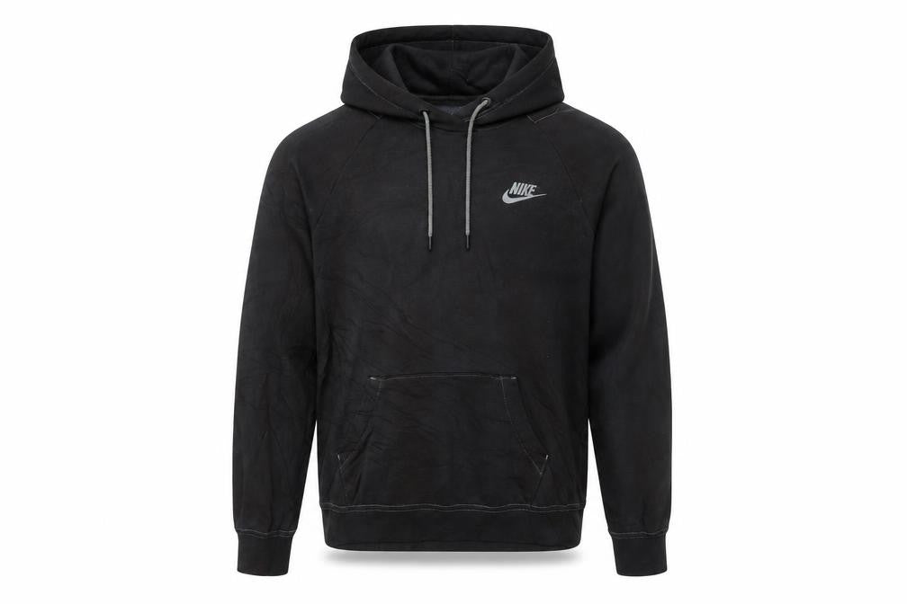 Front view of Nike Men's Black XS Pullover Hoodie Fleece Logo Sweatshirt