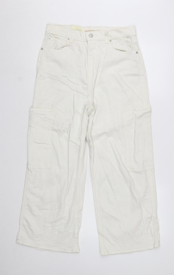 Levi Strauss Women’s White High Waisted Wide Leg Crop Jeans Size 29