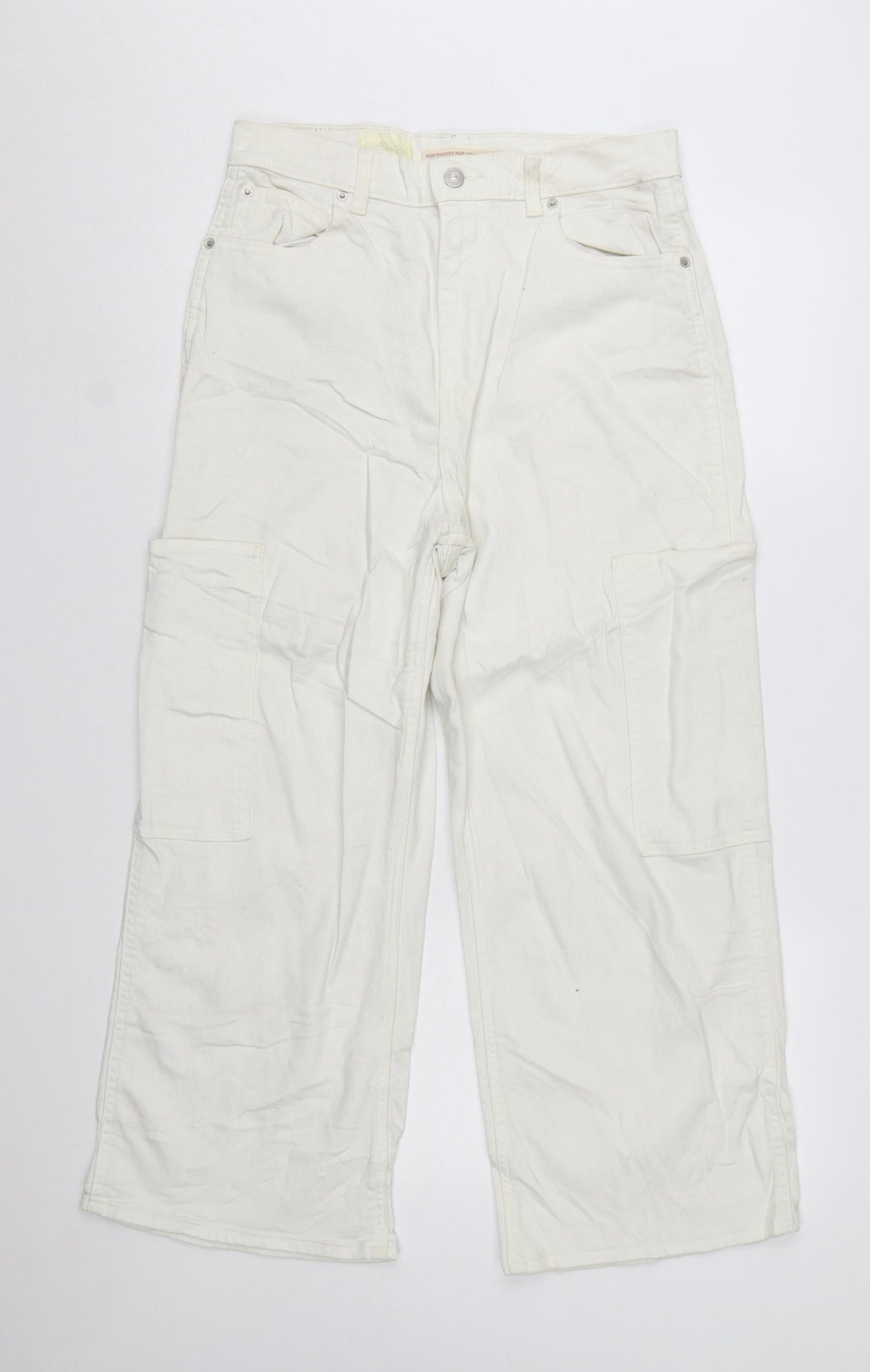 Levi Strauss Women’s White High Waisted Wide Leg Crop Jeans Size 29