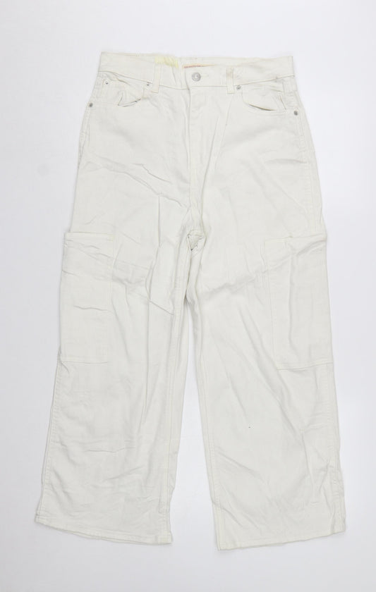 Levi Strauss Women’s White High Waisted Wide Leg Crop Jeans Size 29