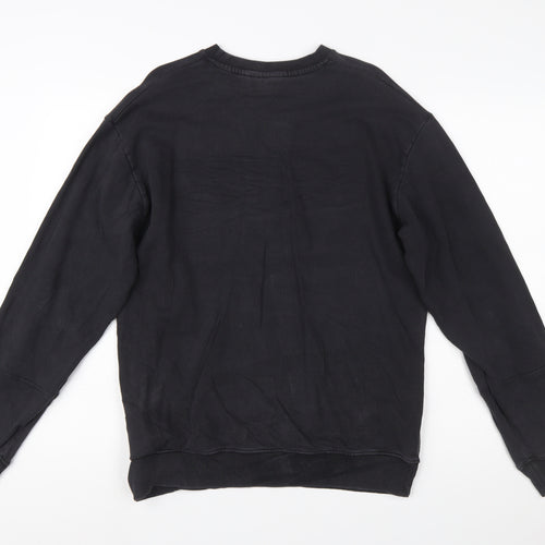 Napapijri Men's Black Small Logo Crew Neck Pullover Sweatshirt