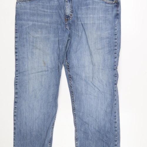 Wrangler Men's Blue Straight Jeans 38x29 Regular Fit Denim Comfort Stretch