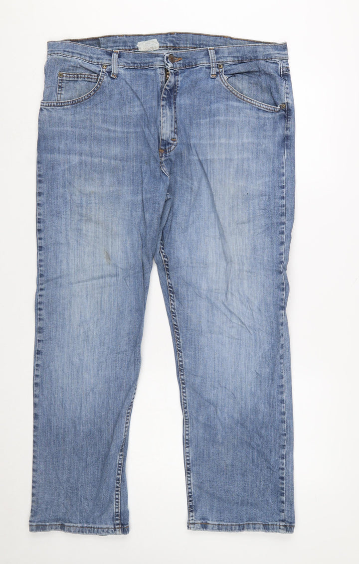 Wrangler Men's Blue Straight Jeans 38x29 Regular Fit Denim Comfort Stretch