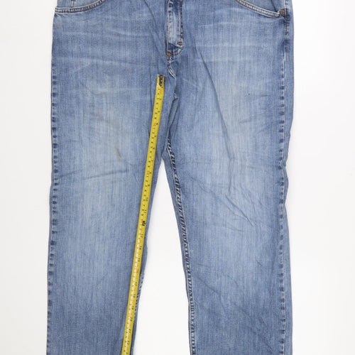 Wrangler Men's Blue Straight Jeans 38x29 Regular Fit Denim Comfort Stretch