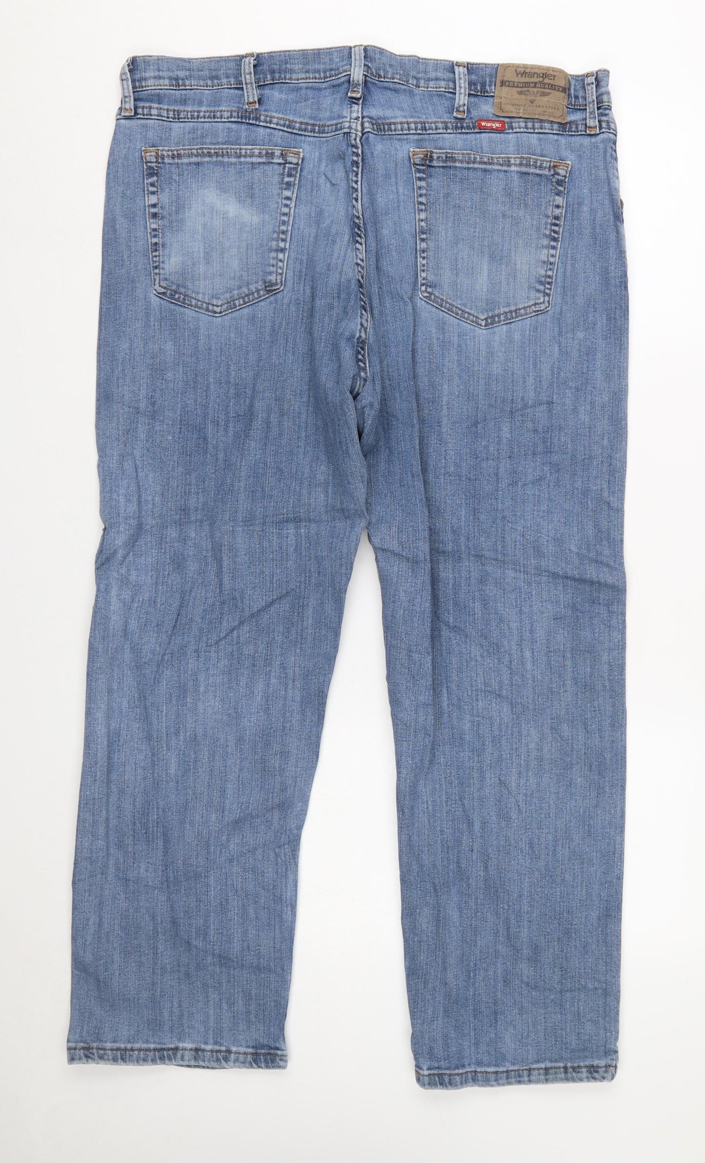 Wrangler Men's Blue Straight Jeans 38x29 Regular Fit Denim Comfort Stretch