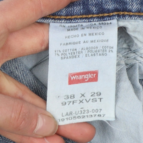 Wrangler Men's Blue Straight Jeans 38x29 Regular Fit Denim Comfort Stretch