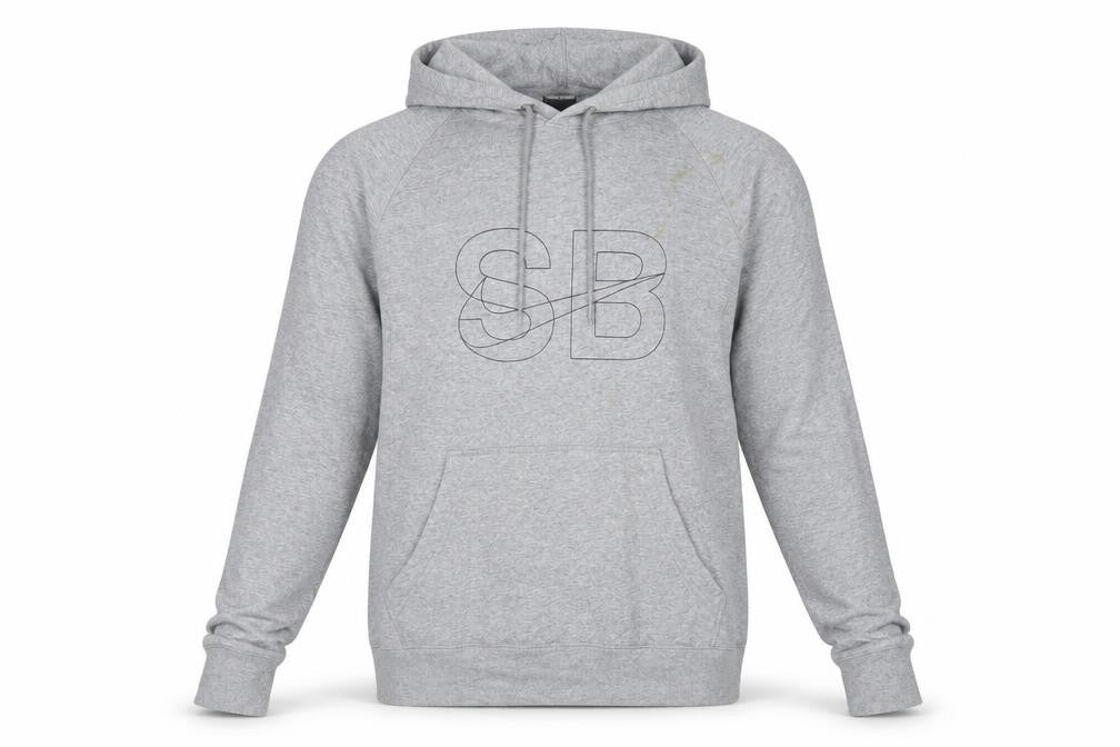 Front view of Nike SB Men's Grey XS Pullover Hoodie with Logo