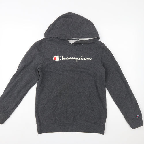 Champion Boys Dark Grey Pullover Hoodie L (14/16) Cotton Blend Sweatshirt