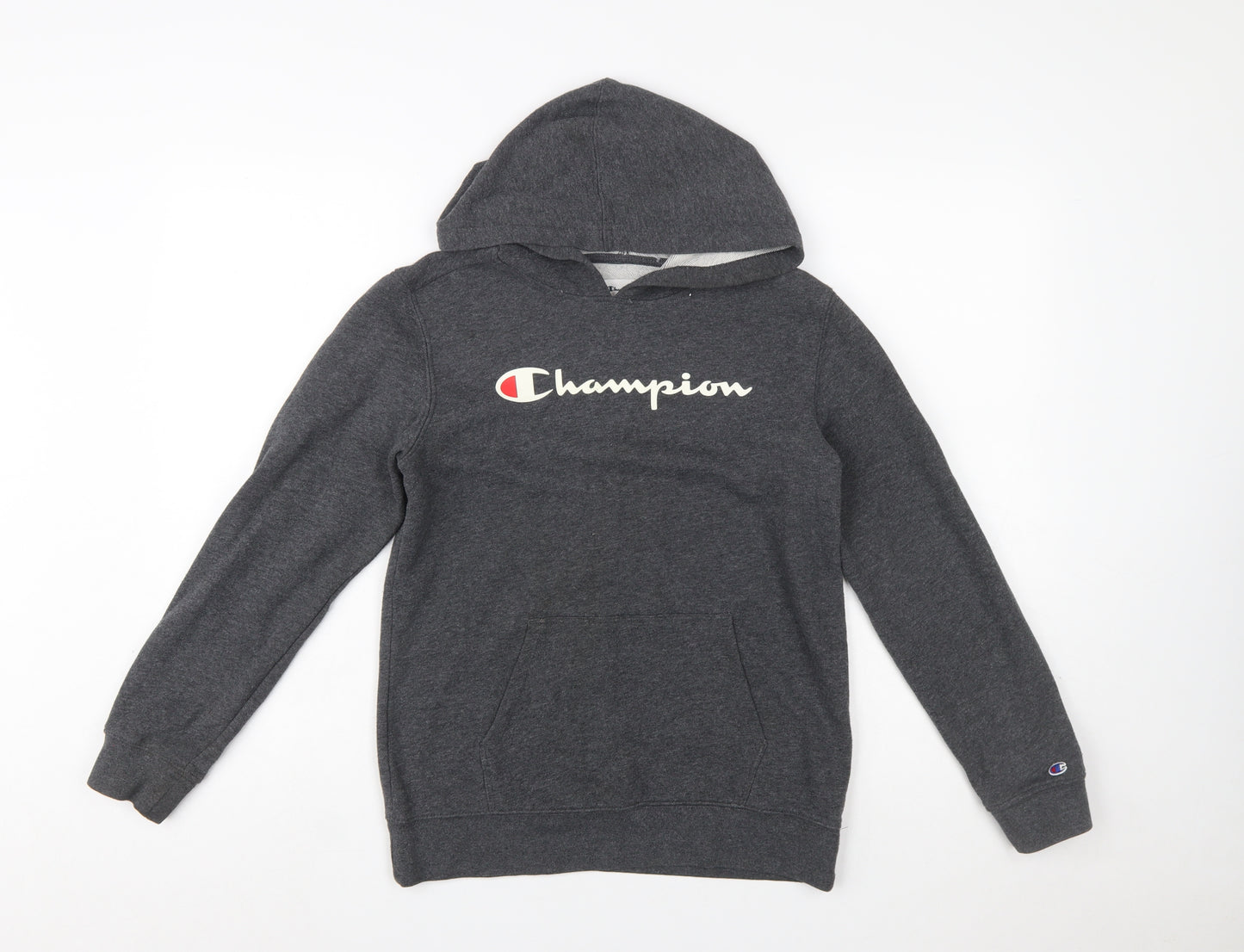 Champion Boys Dark Grey Pullover Hoodie L (14/16) Cotton Blend Sweatshirt
