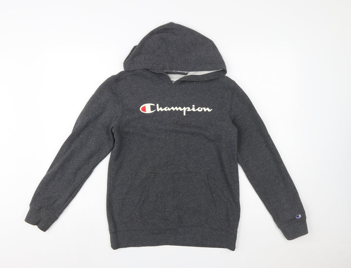 Champion Boys Dark Grey Pullover Hoodie L (14/16) Cotton Blend Sweatshirt