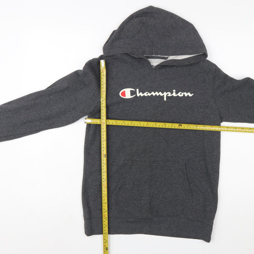 Champion Boys Dark Grey Pullover Hoodie L (14/16) Cotton Blend Sweatshirt