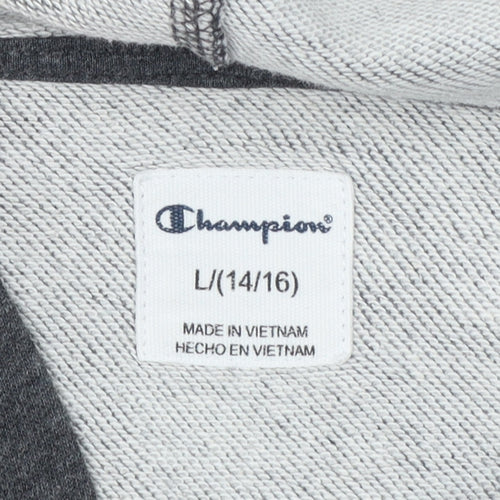 Champion Boys Dark Grey Pullover Hoodie L (14/16) Cotton Blend Sweatshirt