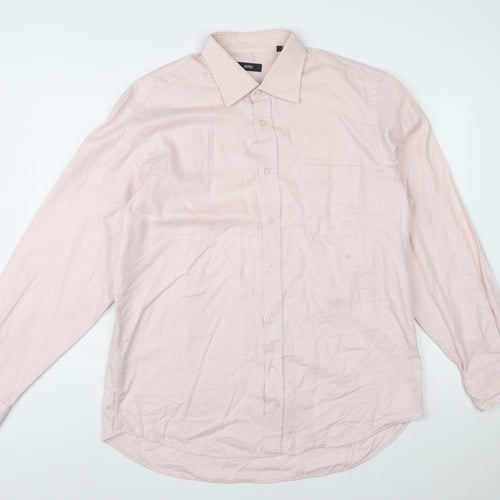 Hugo Boss Men's Pink 100% Cotton Long Sleeve Regular Fit Shirt 17 43