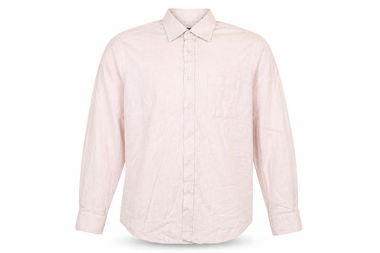Front view of Hugo Boss Men's Pink 100% Cotton Long Sleeve Regular Fit Shirt 17 43