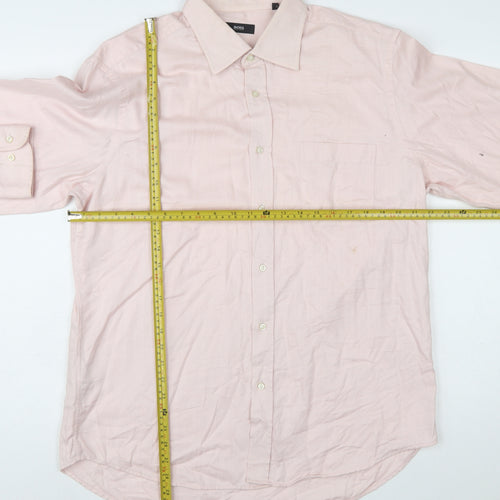 Hugo Boss Men's Pink 100% Cotton Long Sleeve Regular Fit Shirt 17 43