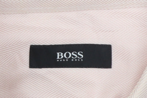 Hugo Boss Men's Pink 100% Cotton Long Sleeve Regular Fit Shirt 17 43