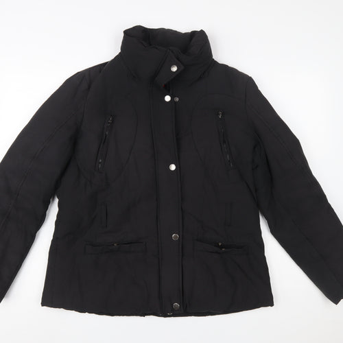 Robe di Kappa Womens Black L Puffer Jacket Cotton Blend Mid-Length