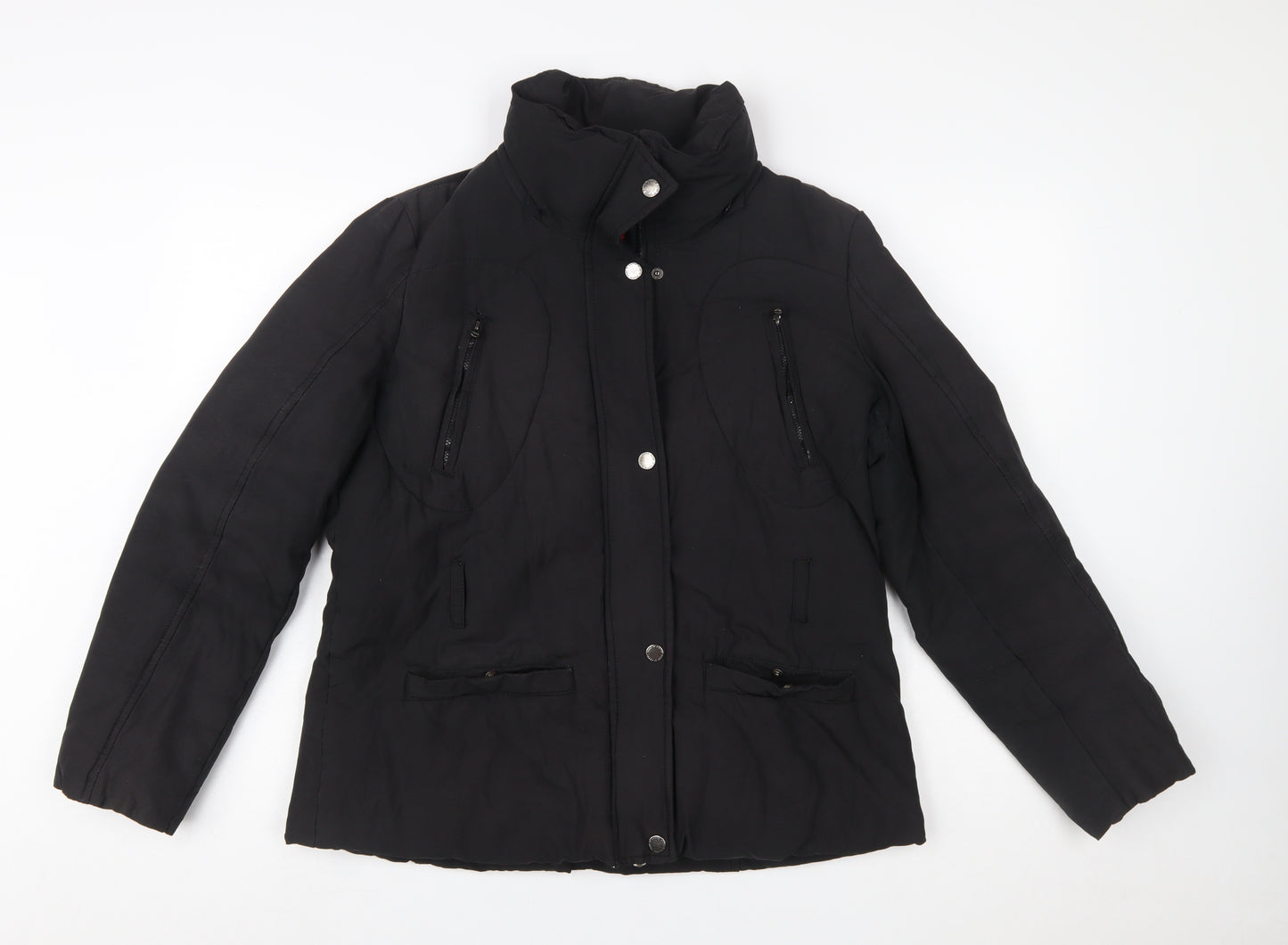 Robe di Kappa Womens Black L Puffer Jacket Cotton Blend Mid-Length