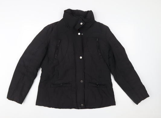 Robe di Kappa Womens Black L Puffer Jacket Cotton Blend Mid-Length