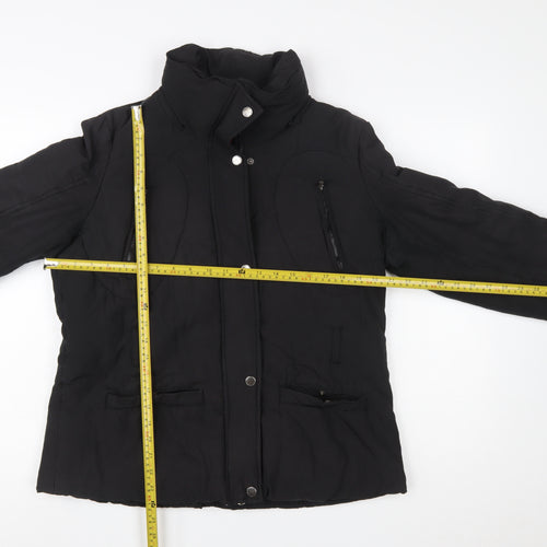 Robe di Kappa Womens Black L Puffer Jacket Cotton Blend Mid-Length