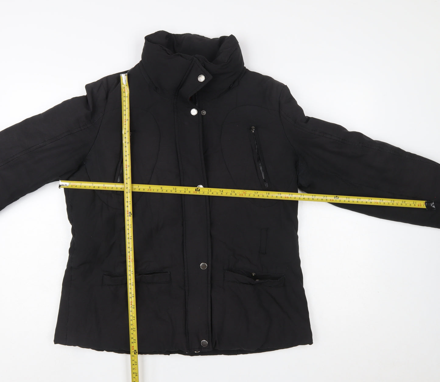Robe di Kappa Womens Black L Puffer Jacket Cotton Blend Mid-Length